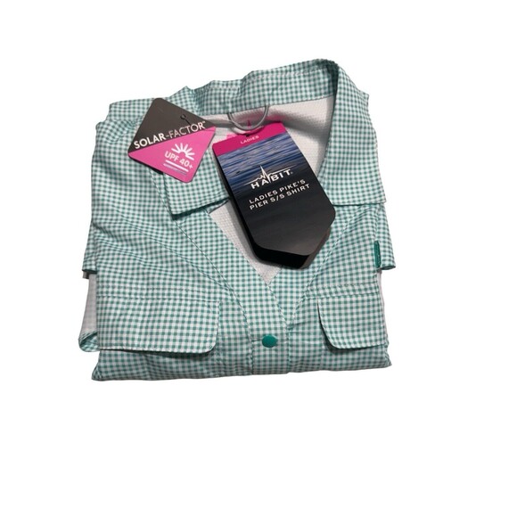 Habit Pike's Pier Fishing Shirt UPF 40+ Turquoise Check Ladies Medium MSRP 34.99 - Picture 11 of 13